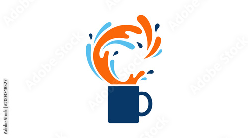 Tableau sur toile Colorful Coffee Cup with Splash Design.