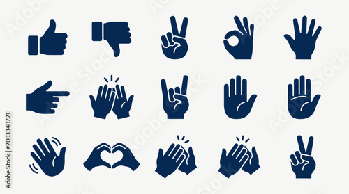 Tableau sur toile Hand signs and gestures icons.