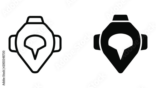 Minimalist headphones icon with sound wave in outline and filled versions