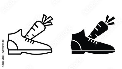 Carrot tied to shoe icon illustration