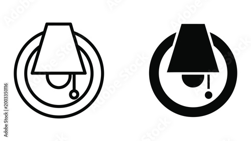 Black and white abstract icon of a person sitting on a chair with a thought bubble