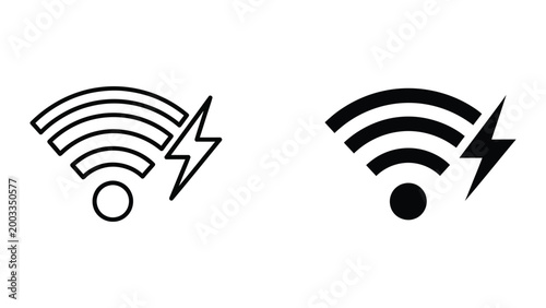 Wifi signal with lightning strike icon design