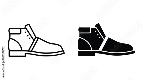 Black and white side-by-side boots illustration