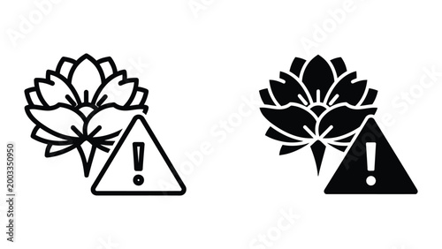 Warning sign with stylized lotus flower icon