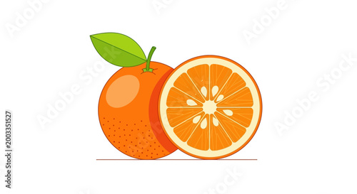 Fruites Juicy Oranges, Fresh Fruit, Citrus Slices, Healthy Snacks Vactor EPS