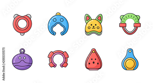 Colorful cartoon toys isolated on white