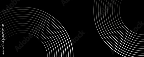 Create a bold look with a centric circle background featuring vector graphics of sound waves.