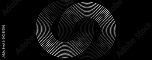 Create a bold look with a centric circle background featuring vector graphics of sound waves.