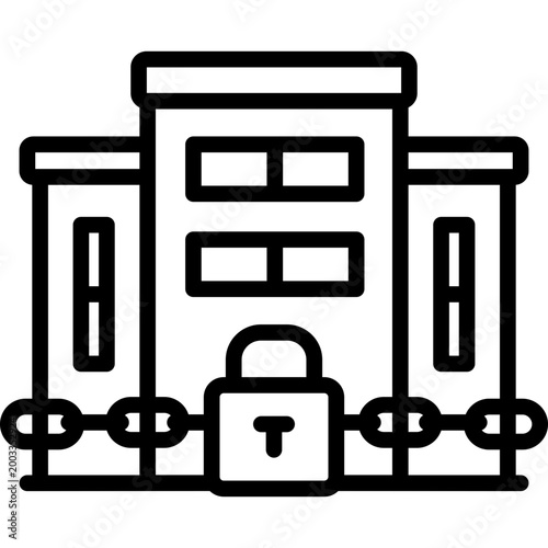 bankcrupt office building line icon