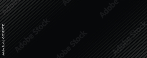 Black oblique straight line background. Masculine dark linear abstract wallpaper. Elegant luxury striped gradient texture. Grey diagonal lines backdrop for flyer, banner, poster, presentation. Vector