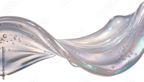 Photography Isolated abstract swirling translucent serum with bubbles, pearlescent cosmetic