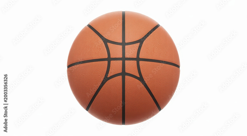 Fototapeta premium Orange textured basketball with black lines isolated on a plain white background