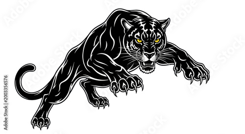 Black panther leaping illustration