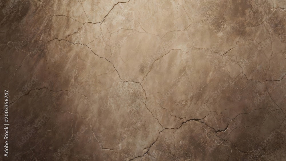 Fototapeta premium Cracked Brown Concrete Wall Texture, Weathered Grunge Surface Background