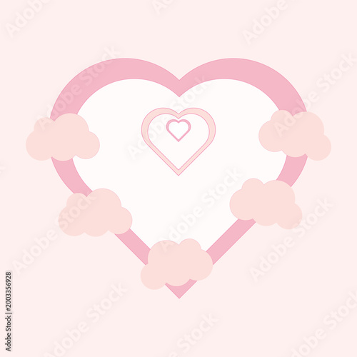 Romantic heart Vector. Beautifully soft cloud. Pink love shape. Sweet atmospheric pink background.