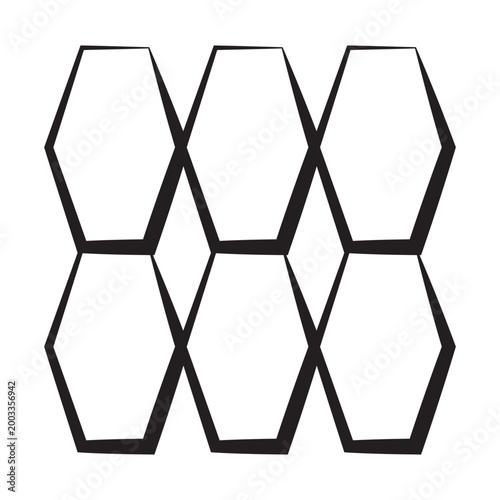 Hexagonal icons grids. Honeycombs cellular Vector. Geometrical patternings details. Symmetrical architectural frames.
