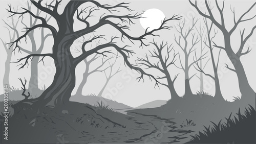 Atmospheric Forest Landscapes and Woodland Silhouettes Background