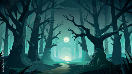 Atmospheric Forest Landscapes and Woodland Silhouettes Background