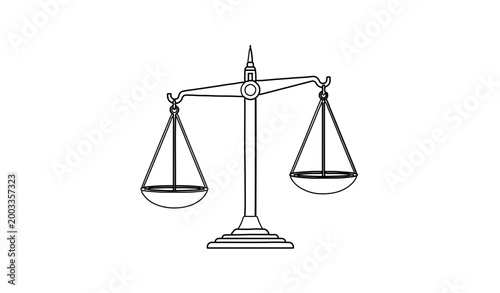 Scales of Justice Law and Legal System Icon Outline Illustration