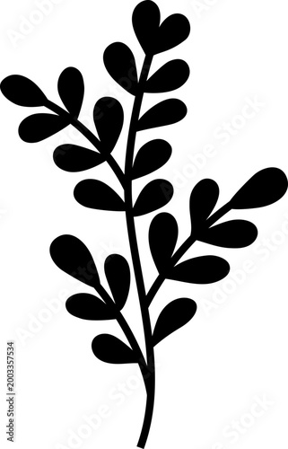 Minimalist Black Silhouette Botanical Branch