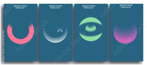 Abstract Poster Template Collection with Gradient Aura Shapes and Minimalist Celestial Elements