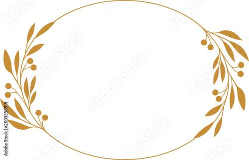 Elegant Oval Frame with Gold Botanical Border