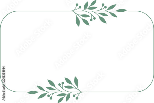 Minimalist Green Foliage Border White Card