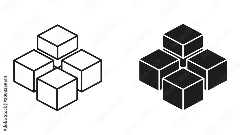 Obraz premium Black and white cubes stacked in a pyramid shape on a white background