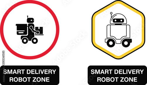Two smart delivery robot zone signs