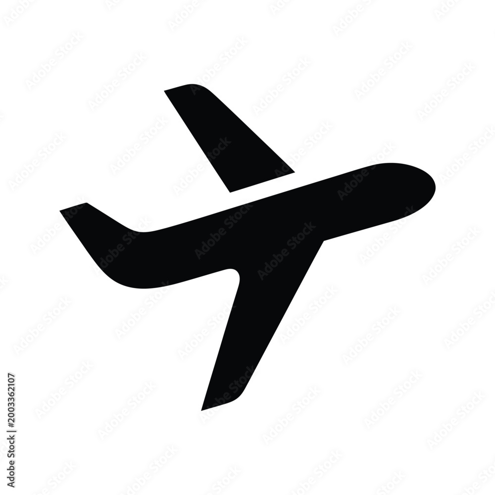 Obraz premium Minimalist airplane icon in black silhouette style