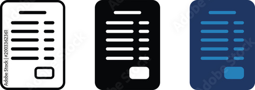 Obraz na plátně Invoice document vector icon variants in black and blue rounded flat style, edit