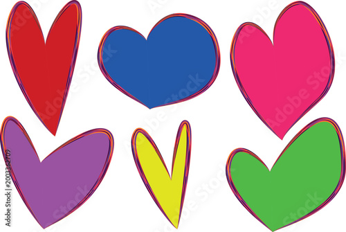 hand drawn colorful creative collection of hearts
