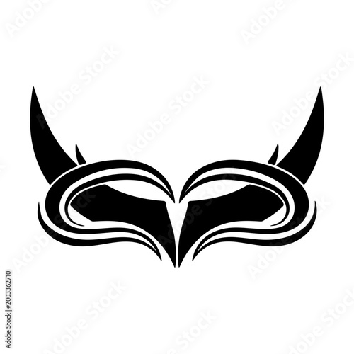Abstract sharp emblem with mirrored horn shapes and smooth curves Vector illustration