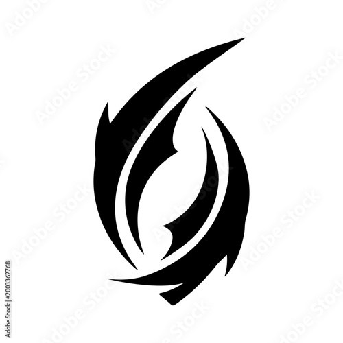 Abstract crest with curved blades and strong negative space on white background Vector illustration