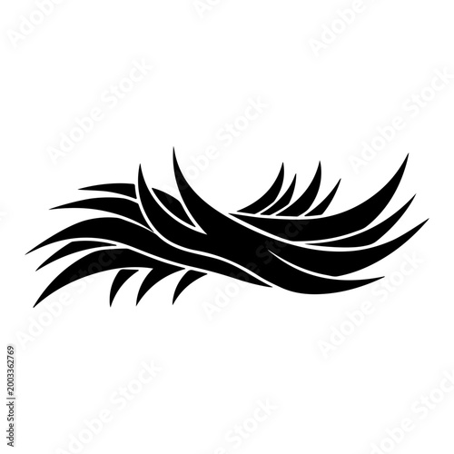 Abstract blade emblem with layered tips and mirrored flowing curves on white background Vector illustration