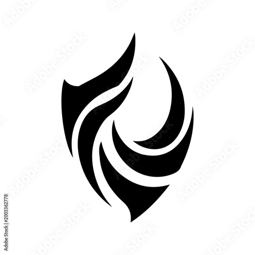 Abstract crest with curved blades and bold negative space design on white background Vector illustration