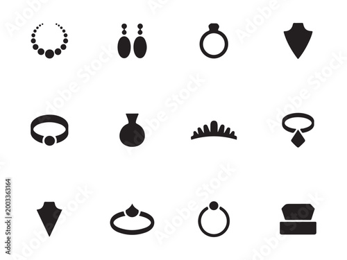 Premium Jewelry and Luxury Ornament Icon Set - Gold and Diamond Symbols