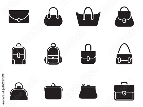 Modern Women Fashion Bags and Purse Icon Pack for Digital Marketing