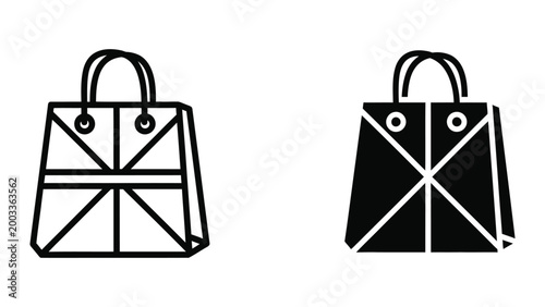 Black and white shopping tote bag icon pair