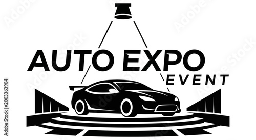 Auto expo event with a sleek sports car on display