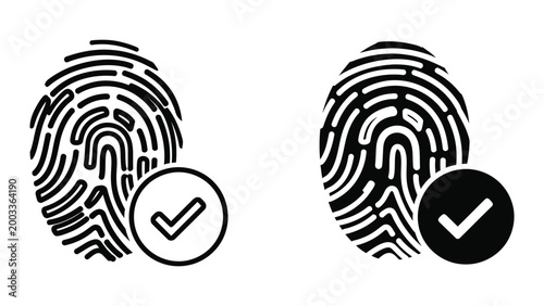 Matching fingerprint icons with check marks