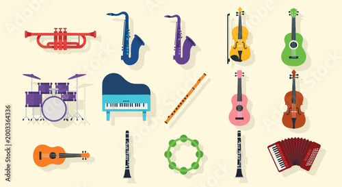 Colorful musical instruments illustration