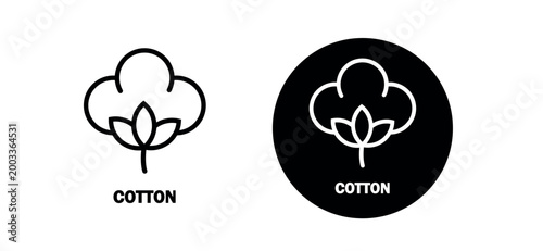 Fotografie Cotton icon set, fabric of organic cotton symbol set png and vector illustration
