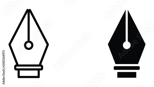 Black and white fountain pen icon with nib detail