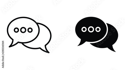 Simple speech bubble icons with thought dots in white and black