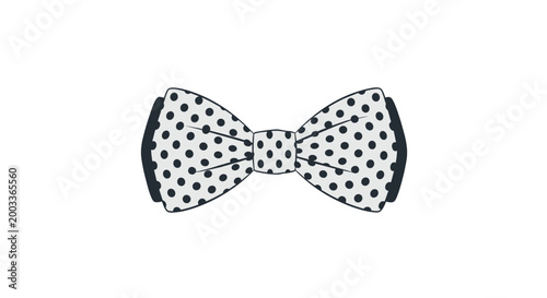 Stylish white bowtie with black polka dots offers a whimsical and classic fashion accessory for formal events and celebrations.