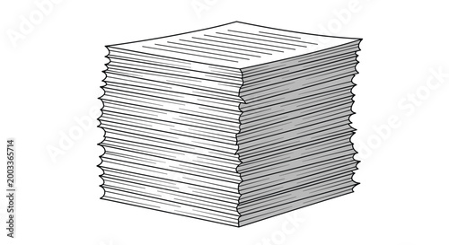 Massive stack of white paper sheets represents high volumes of work, documentation, bureaucracy, and office administration.
