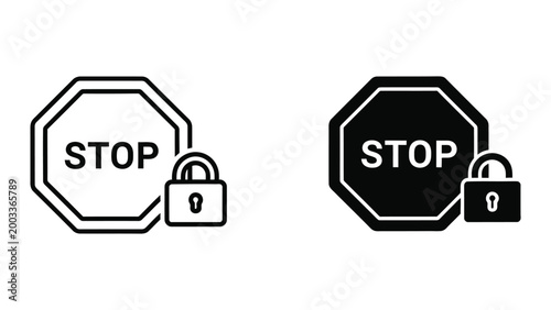 Stop sign with lock icon security symbol