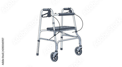 Silver medical mobility walker with wheels, hand brakes, and a padded seat provides essential support and independence for the elderly.