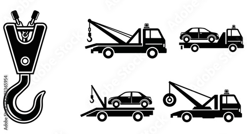 Towing trucks and car hoist equipment for vehicle recovery services